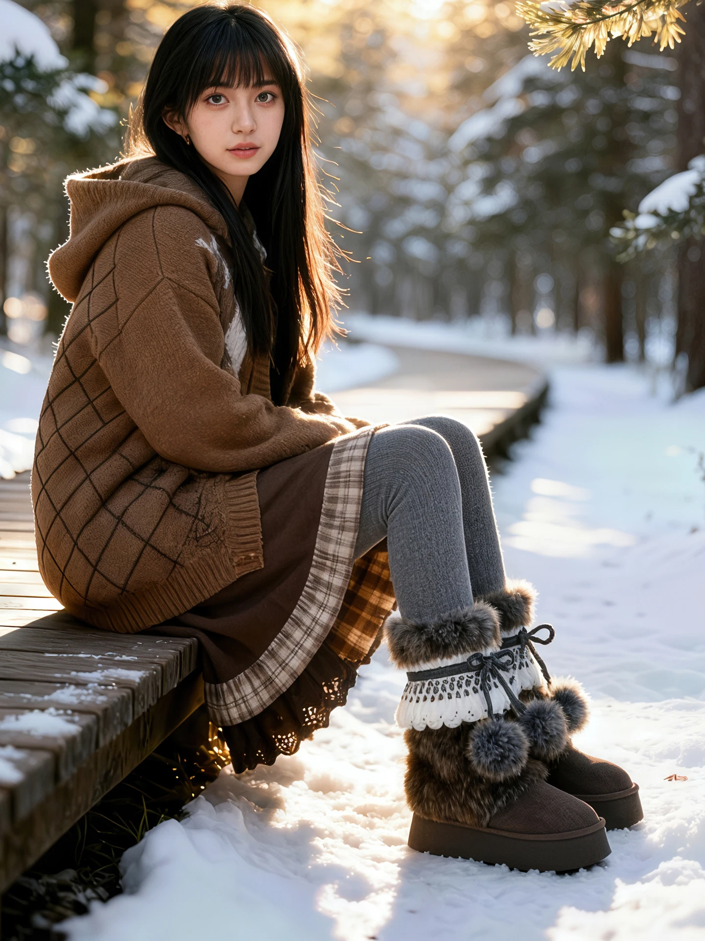 

Warm Fce Lined Snow Boots Women's Thi Bot Anti-slip Casual Mid-calf Booties round Toe Booties Winter Warm Booties