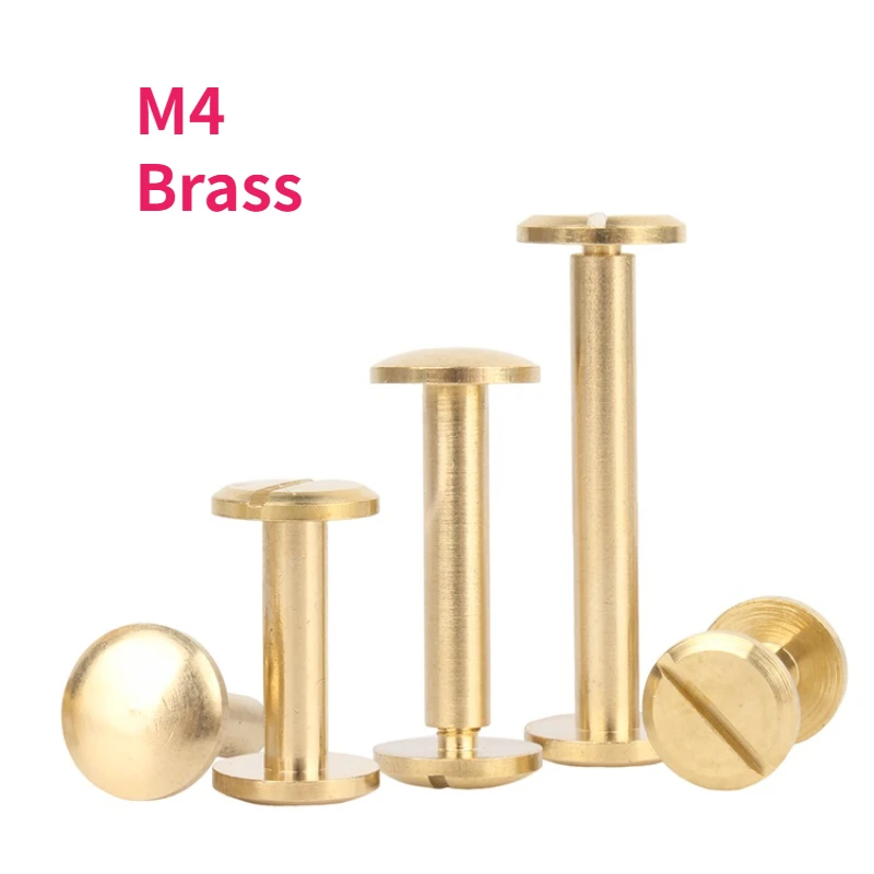 

10sets M4 Solid Brass Binding Chicago Screws Belt Screw Stud Rivets For Photo Album Leather Craft Belt Wallet Fasteners