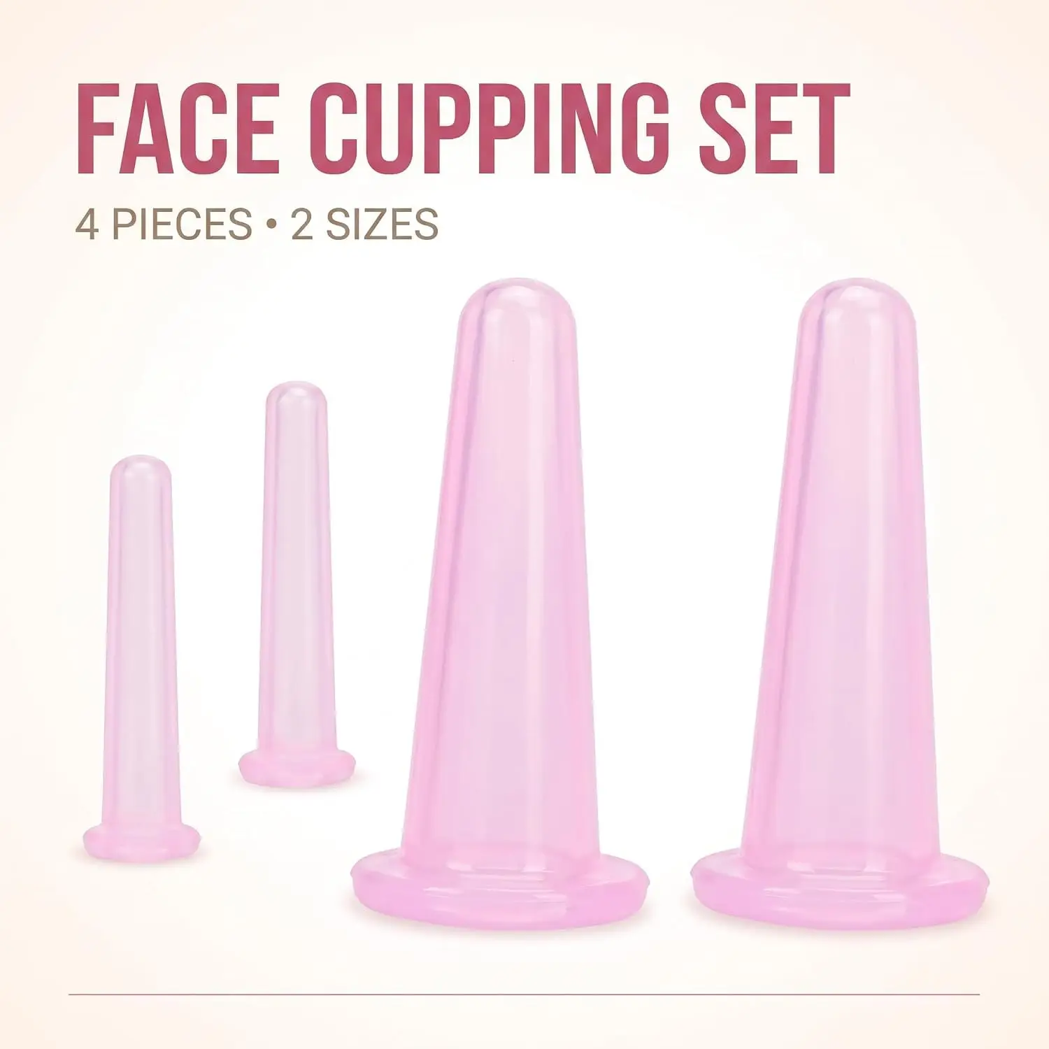 4-Piece Silicone Facial Cupping Massage Set, 2 Medium & 2 Small Cups, Reusable Skin Massage Cups