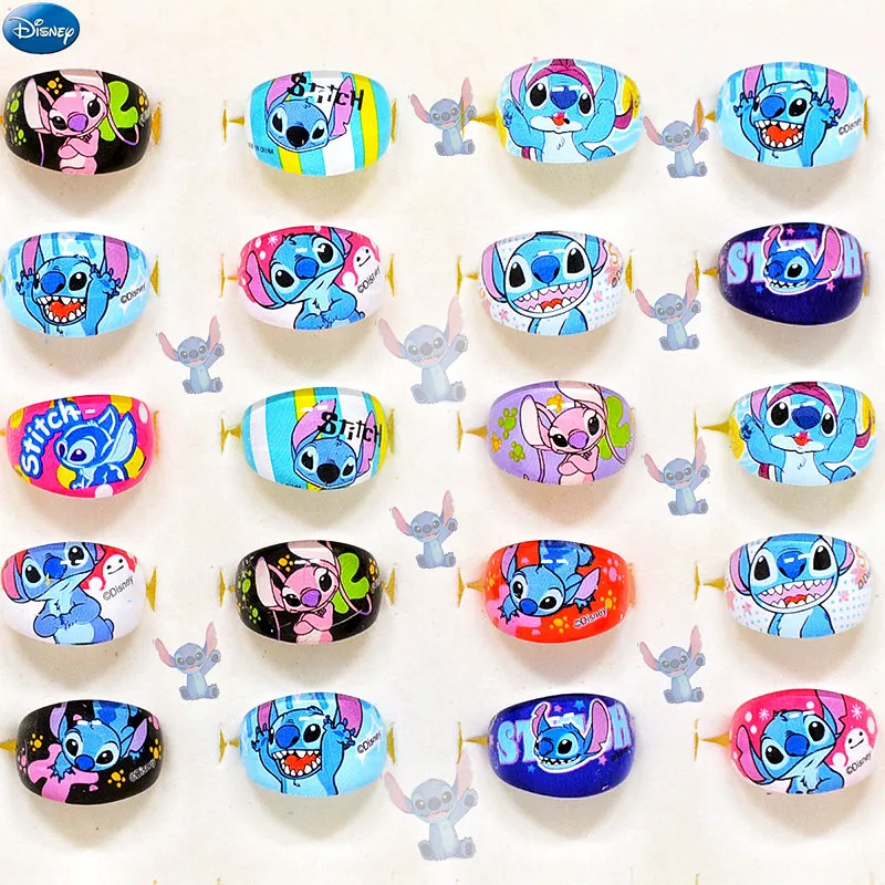 10/20/30Pcs Disney Stitch Girls Ring Cartoon Stitch Anime Acrylic Rings Baby Girls Toy Jewellery Party Decoration Christmas Gift