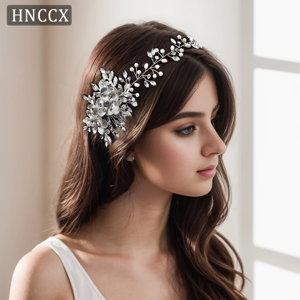 

HNCCX Alloy Flower Rhinestone Wedding Bridal Wreath Comb Pearl Long Hair Vine Hair Accessory Handmade Headpiece CP511