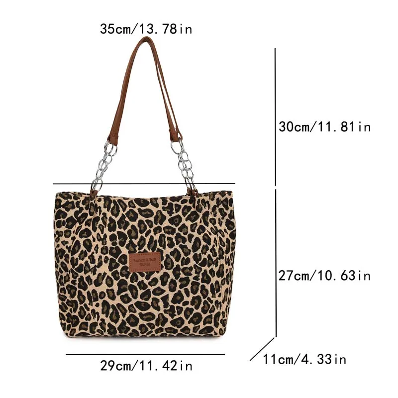 New Fashion Tote Bags Shopping and Travel Canvas Bags New Women Popular Handbags Large Capacity Leopard Shoulder Bags ﻿