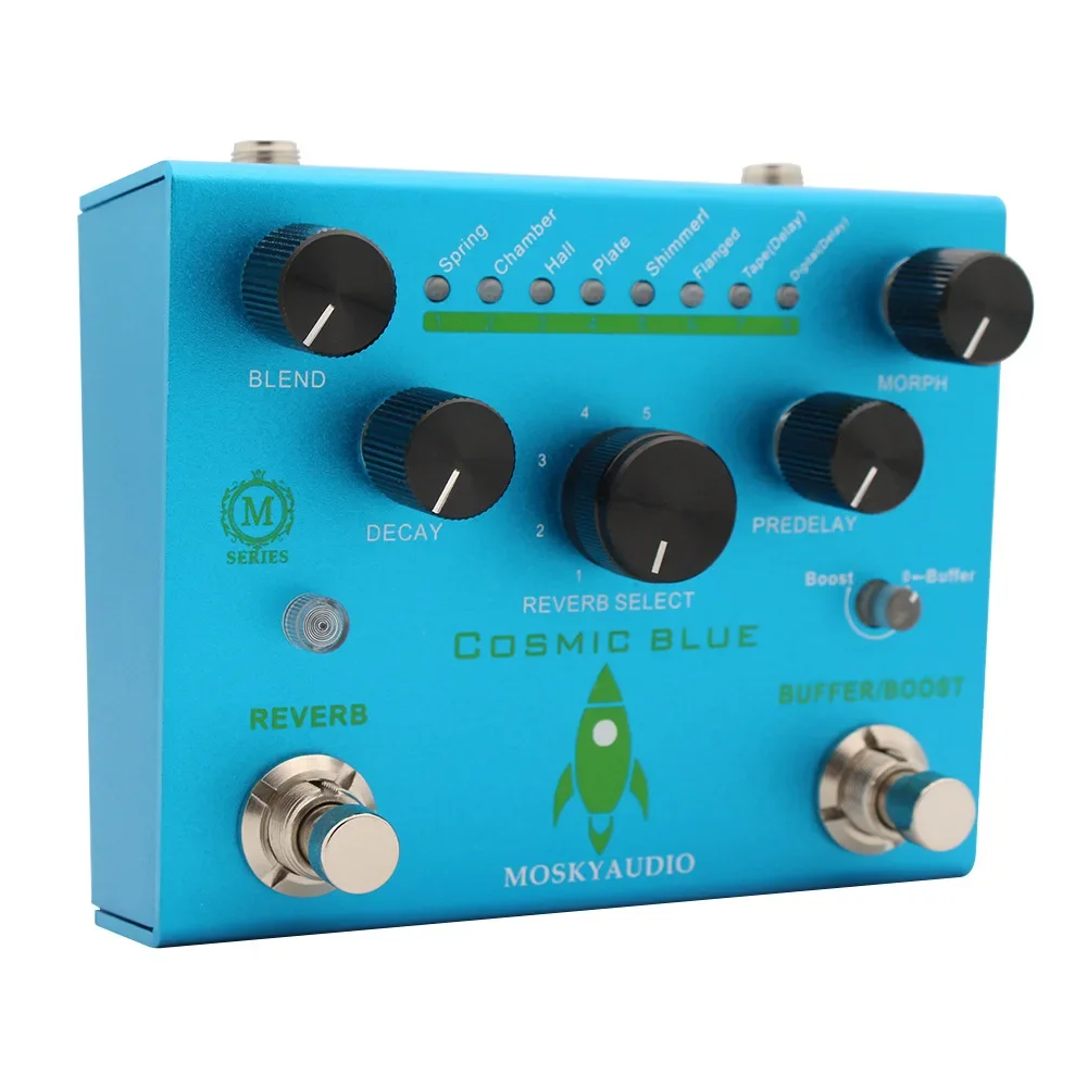 MOSKYAUDIO COSMIC BLUE Guitar Effects Pedal Digital Reverb Electric Guitar 8 Reverb Modes Adjustable Modes for Guitar Bass