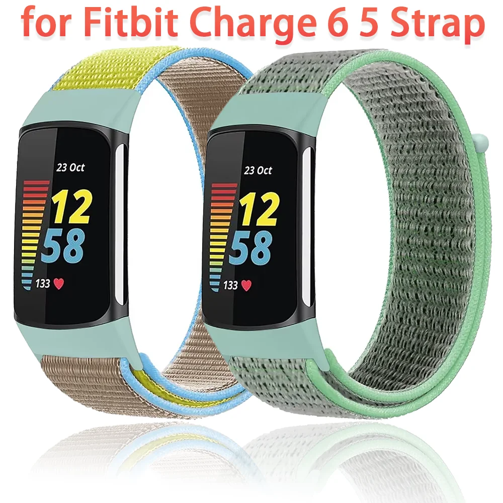 Nylon Sport Braided Loop Strap for Fitbit Charge 6 5 Breathable Comfortable Bracelet Wristband for Fitbit Charge 6 5 Correa Belt