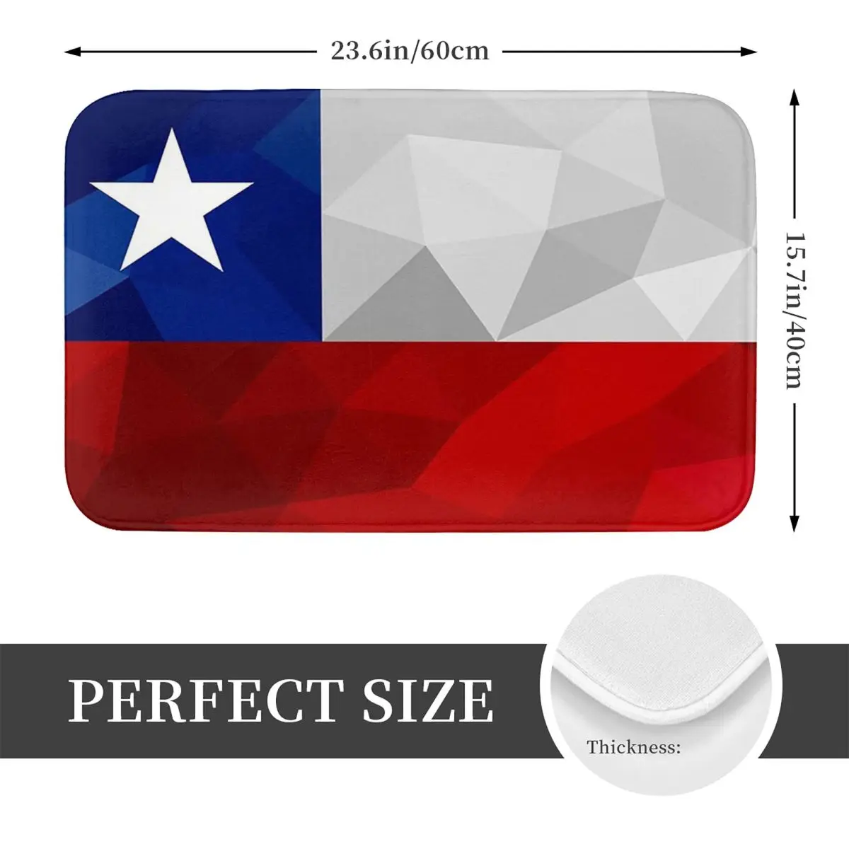 Low Poly Chile Flag National Symbol Anti-slip Doormat Floor Mat Washable Carpet Rug for Kitchen Entrance Balcony Footpad Mats