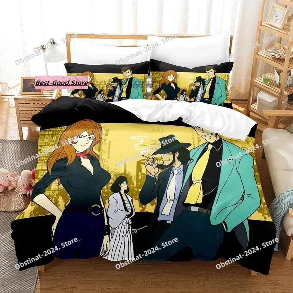 3D Anime Lupin the 3rd Bedding Set Printed single Comforter Quilt Bed Cover Duvet Cover Pillow Case 3 Pieces Set Kids Adult Size