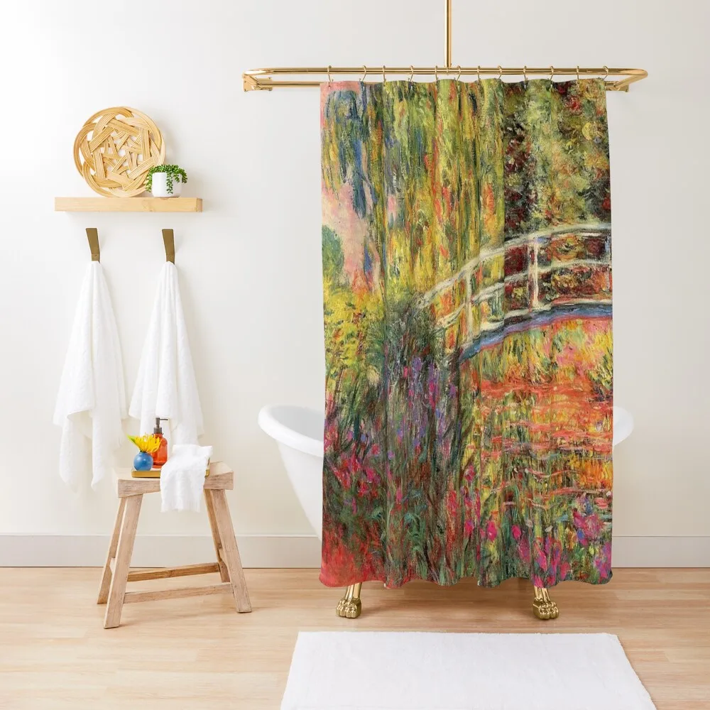 

Monet The Japanese Bridge (The Water-Lily Pond, Water Irises) Shower Curtain Bathroom Accessory Waterproof Shower Curtain