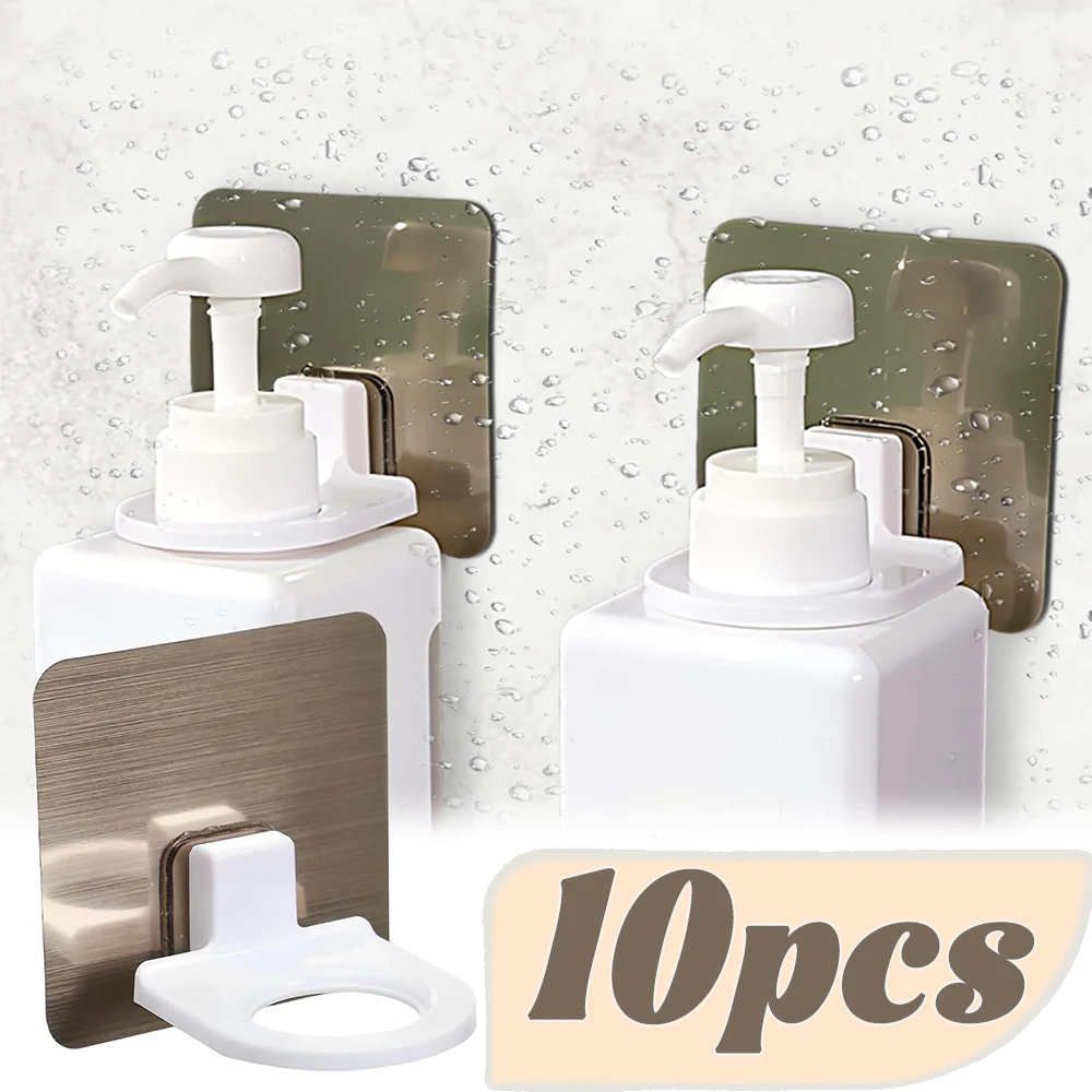 Wall Mounted Self-Adhesive Shampoo Bottle Shelf Liquid Soap Shower Gel Organizer Hook Holder Shelves Hanger Bathroom Accessories