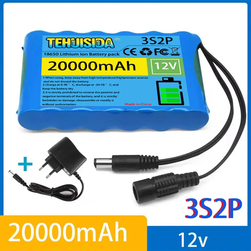 

Lithium-ion Battery Rechargeable Portable Super 12V 20000mah DC 12.6V 20AH Video Surveillance + Cam Monitor for Charger