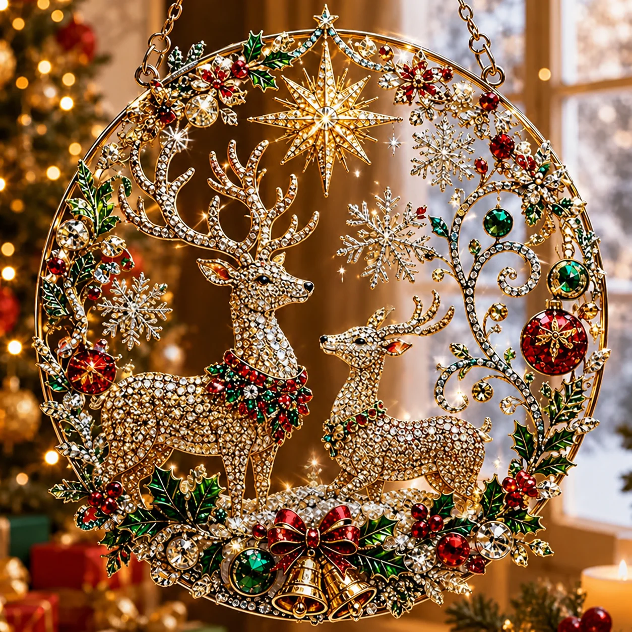 Zierliches 2D-Acryl-Ornament in Form eines runden Zuges, Weihnachtsbaum-Anhänger, kreative Weihnachtsdekoration für Zuhause, Feiertagspartys, Neujahrsgeschenk.