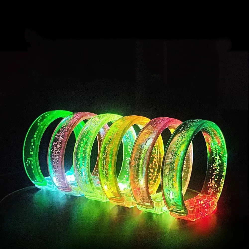 Bracelets lumineux LED qui brillent dans la nuit, 10 pièces, en plastique, lumière néon, haute transparence, lueur persistante