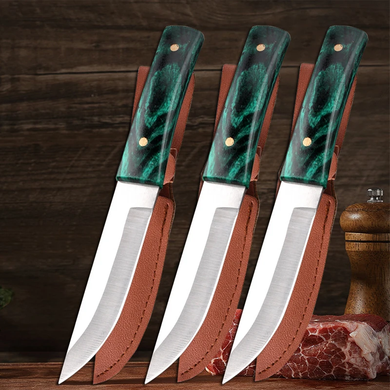 Stainless Steel Kitchen Knives Barbecue Steak Cutting Cleaver Boning Paring Utility Knife with Gift Sheath