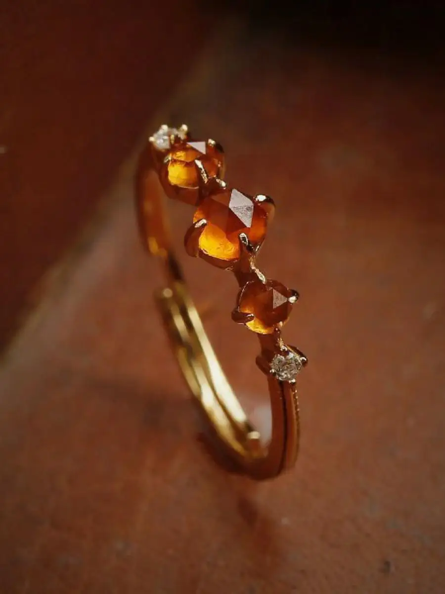 

Кольцо с оранжевым цирконом в европейском стиле, винтажное, в стиле принцессы, высококачественное, модное ювелирное украшение