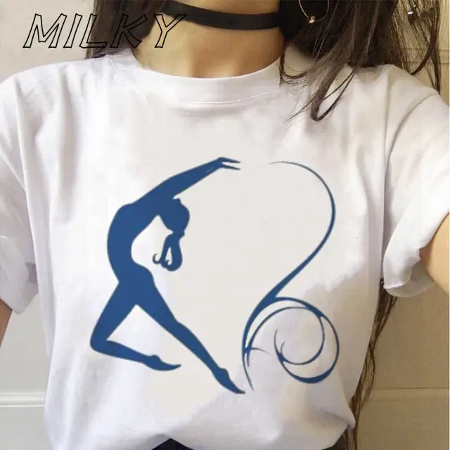 New Arrival Rhythmic Gymnastic Art Print Tshirt Women T Shirt Femme Hip Hop Kawaii Clothes Female Streetwear Casual Tops Tee