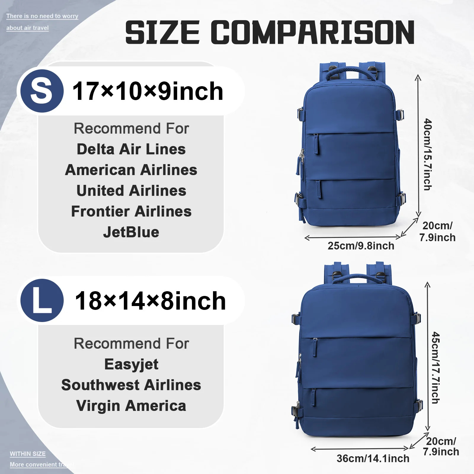 Hand Luggage Laptop Backpack Ryanair mochila viaje cabina avion 40x20x25 Cabin Bag Travel Backpack for Men Women， Reiserucksack