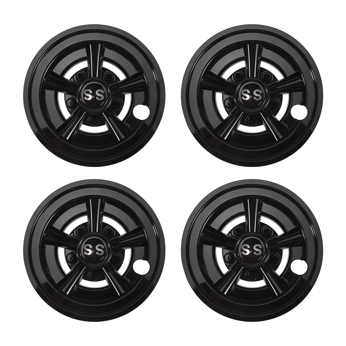 

A89E-4Pcs 8Inch SS Golf Cart Wheel Cover Cap 5 Spoke Design Hub Cap for Golf Cart Club Car EZGO Yamaha
