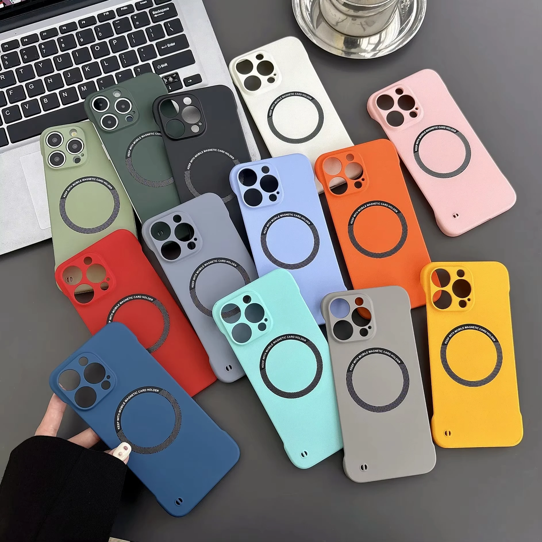iPhone 16 Pro Max 11 12 13 14 15 Pro Max Plus 솔리드 컬러 마그네틱 무선 Charing Matte Hard Cover 용 Frameless Mag 안전 케이스