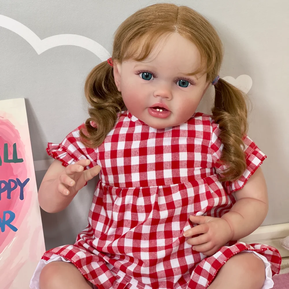 

60CM Lottie Lifelike Real Baby Reborn Toddler Girl Doll Soft Cuddle Body Real Looking Baby Dolls with Rooted Hair Visible Veins