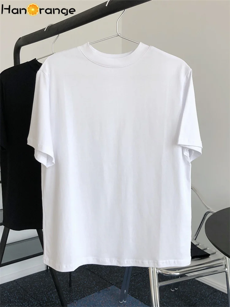 HanOrange 2024 Summer Vintage Fashionable O-neck Short Sleeve T-shirt Simple Fashion Thin Casual Comfortable Top Female Retro