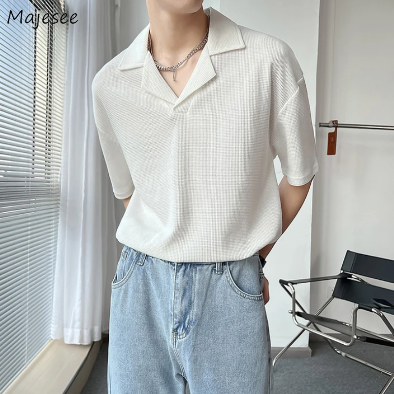 T-shirts Men Mature Simple Office All-match Loose Fashion Korean Style Smart Casual Soft Handsome Breathable Harajuku Classic