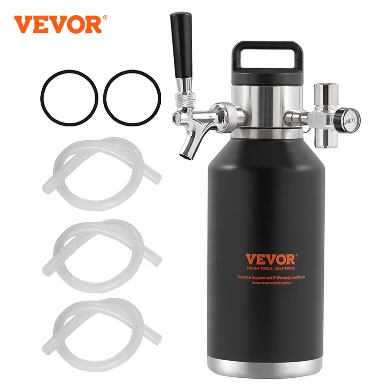 VEVOR Beer Growler Tap System 304 Stainless Steel with Pressure Display Leak-Proof Ring For Draft Homebrew Craft Beer