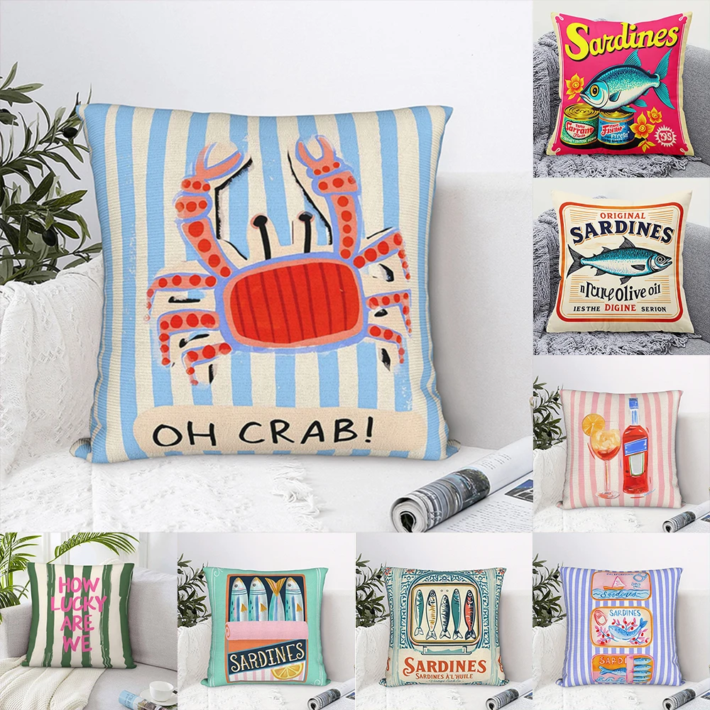 Pillow Cover 20X20 - 2D-platte nautische en retro vintage boerderij-stijl