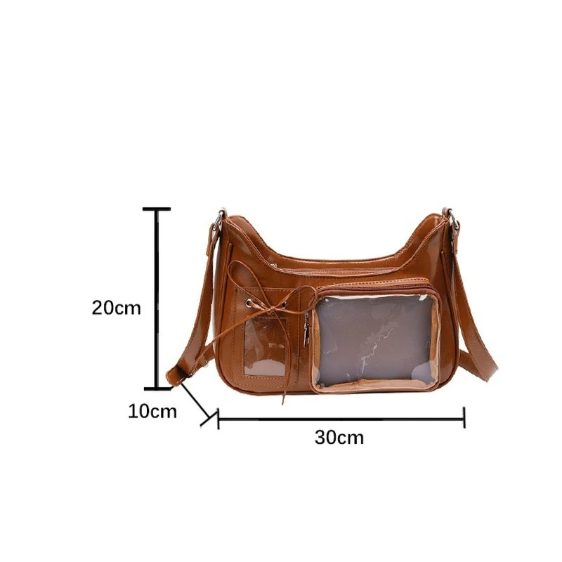Y2k Harajuku Shoulder Bag For Women, Transparent Ita Bag From South Korea, School Crossbody Bag, Handbag, Wallet