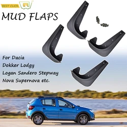 4pcs Universal Mud Flaps Mudflaps Splash Guards Mudguards ForDacia Dokker Duster Lodgy Logan MCV Sandero Stepway Nova Solenza