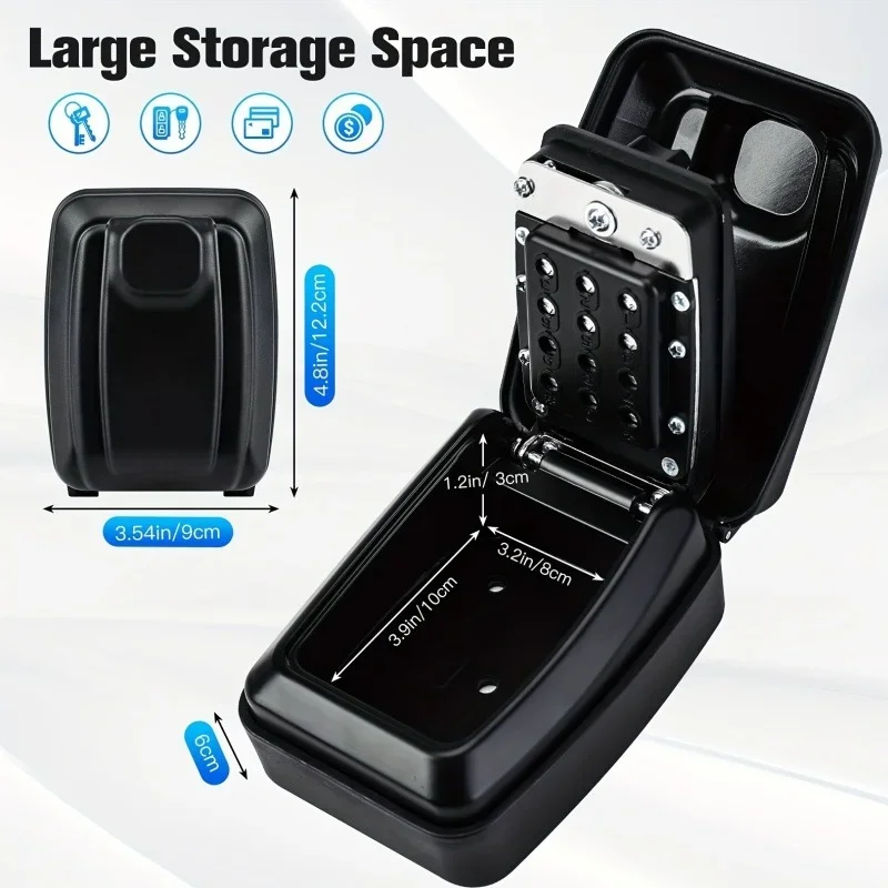 2024 New Combination Key Lock Box Wall Mounted Safe Outdoor Waterproof Rustproof Key Security Locker 4 Digit Combination