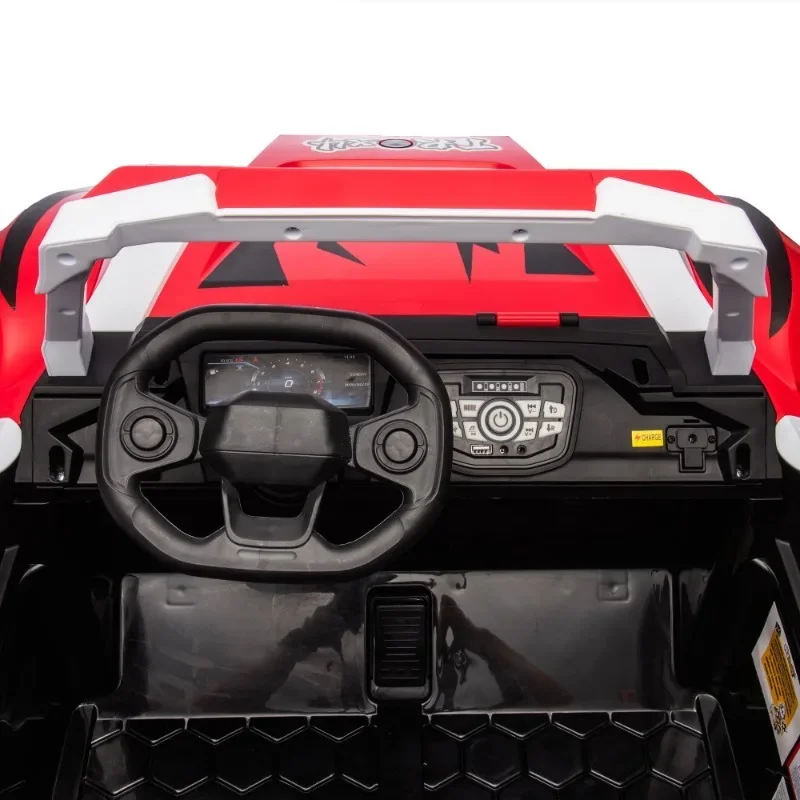 سيارة كهربائية للأطفال بمقعدين 24 فولت مع تحكم الآباء، عرض المقعد 20.47 بوصة، دفع رباعي، نظام تعليق رباعي العجلات، سيارة الشرطة مع