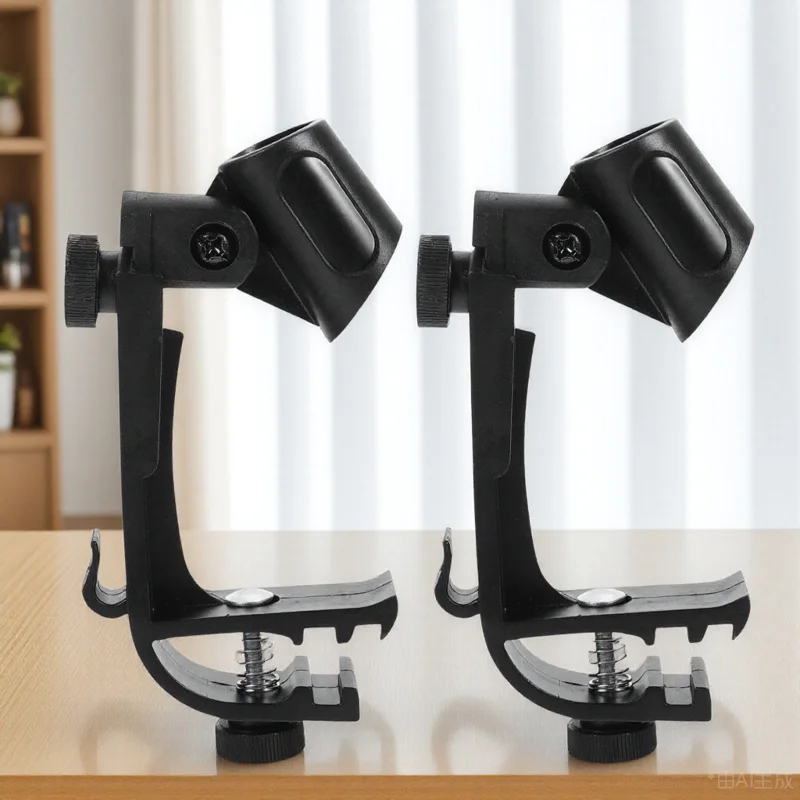 

2Pcs Drum Rim Mic Clips Adjustable Shockproof Microphone Holder Clip Clamp for Recording Live Performance Drum Clip