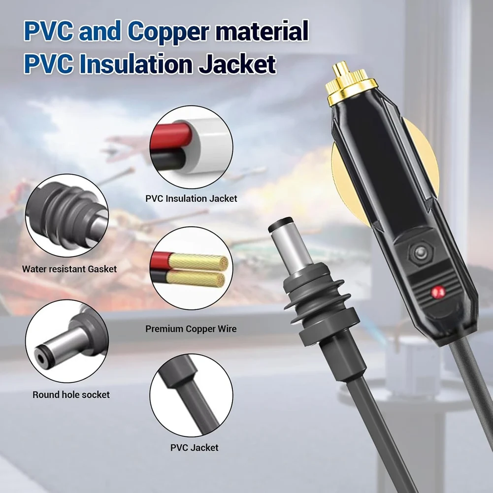 For Mini DC Power Cable,DC Car Power Cable for Satellite 18AWG, IP68 Waterproof Car Charger Power Supply Cord,A