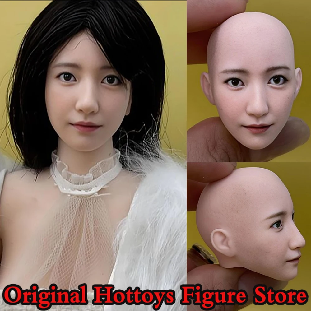 In Stock 1/6 Scale Female Soldier Head Sculpture Elegant Girl Mini Bald Head Carving For 12-inches Action Figure Model Doll