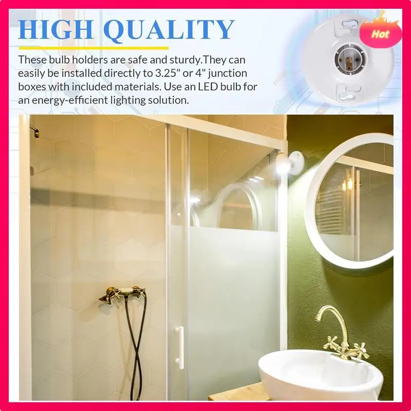 New 4 Pcs 660W 250V Medium Base E26 Lampholder Keyless Top Lamp Holder Ceiling Light Sockets Phenolic Lampholder