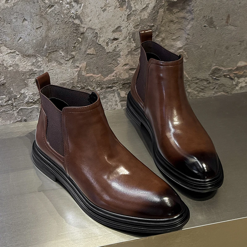 

Men's high-quality boots Classic autumn and winter gentleman style Business or work office 38-46 High top leather shoes New