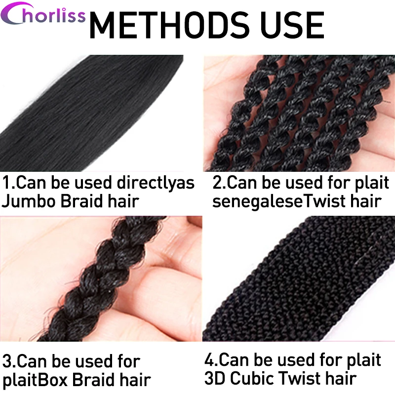 Trenzas Jumbo para niños y mujeres, extensión de cabello sintético preestirado, caja degradada, gris, blanco, negro, marrón, Kanekalons, DIY, 24 \