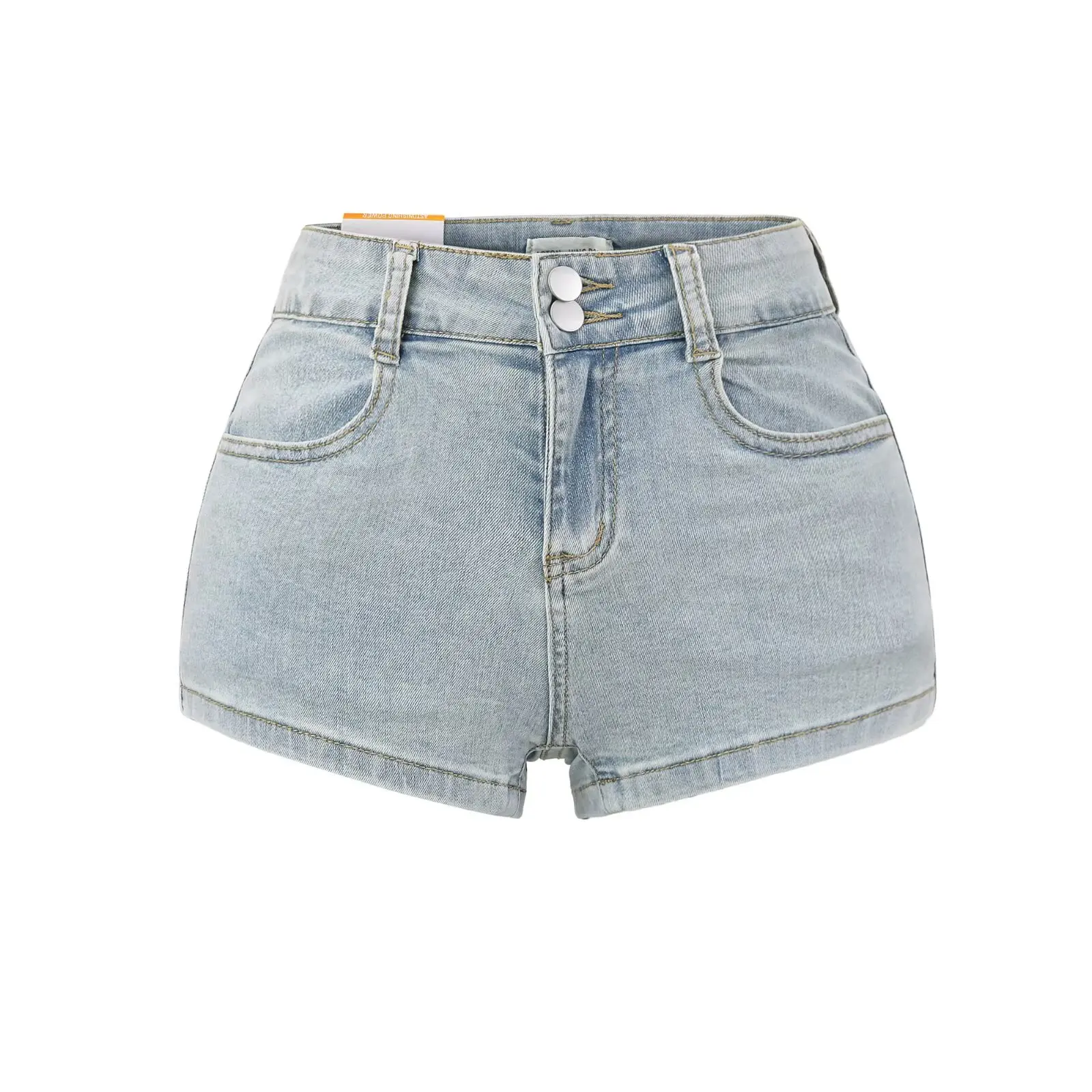 กางเกงยีนส์ทรงเอ สไตล์อเมริกัน สไตล์สาวเปรี้ยว เอวสูง ขาตรง กระชับสัดส่วน ทรงเอ สไตล์ฮอต สำหรับผู้หญิง ฤดูร้อน กระดุมสองเม็ด ช่วยยกกระชับสะโพก