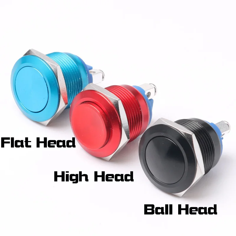 16mm 19mm 22mm Metal Oxidized Push Button Switch Reset 1NO Press Button Screw Terminal Momentary Red Black Blue Green
