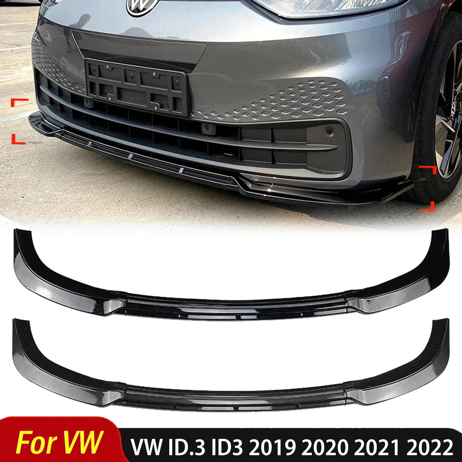 

Для Volkswagen VW ID.3 ID3 2019 2020 2021 2022 автомобильный передний бампер, разделитель губ, спойлер, диффузор, защита, комплекты кузова, тюнинг
