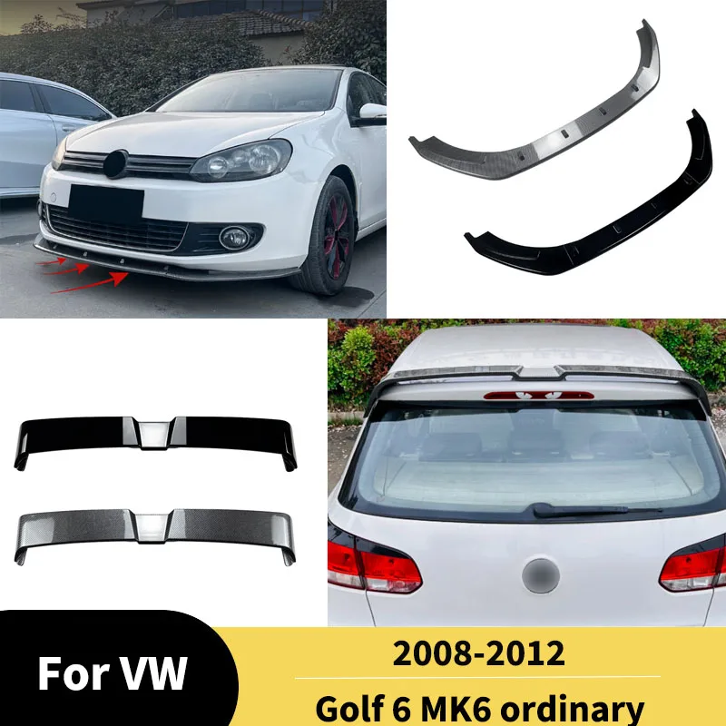 For Volkswagen Golf 6 MK6 Ordinary 2008-2012 Car Front Bumper Spoiler Lip Rear Roof Spoiler Body Kit Rear Lamp Eyebrow Tuning