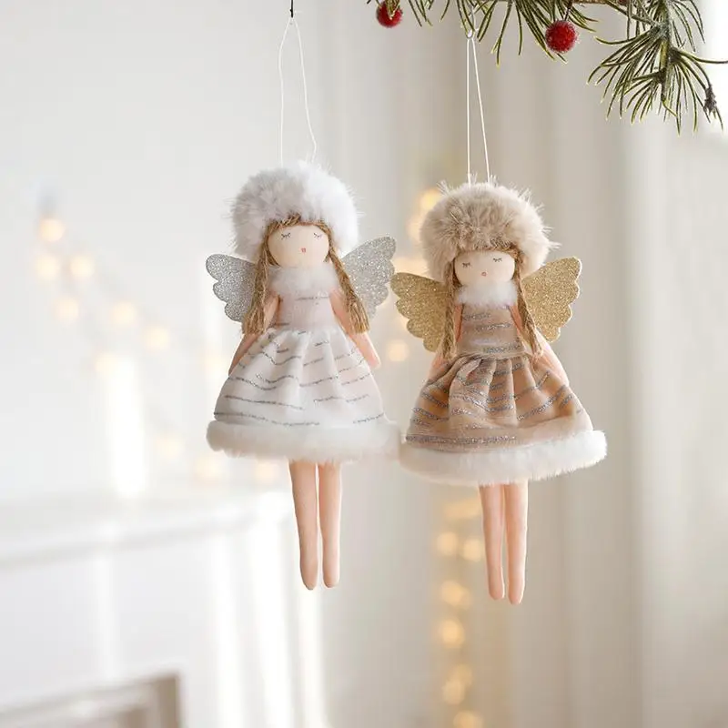 Christmas Plush Doll Ornaments Velvet Decorative Ornaments Portable Bound Foot Angel Christmas Decor For Christmas Tree Balcony