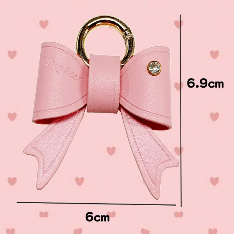 Lovely Pink Bowknot Keyring Pendant 3 Styles Bow Car Keychain Accessories Soft Blue Leather Key Chains for Women Fashion Jewelry