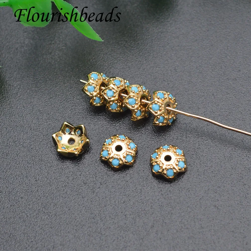 Wholesale50pcs/lot 8mm High Quality Nickel Free Gold Color Flower Shape Loose Spacer Beads DIY Beacelet Accessories