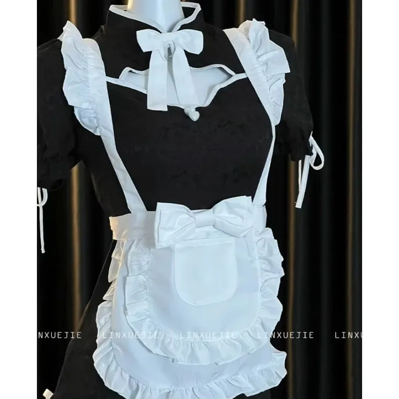 Chinese Classical Cheongsam Dress Women Halloween Maid Cosplay Costumes Japanese Sweet Lolita Cat Anime Hollow Maid Outfit - view 3