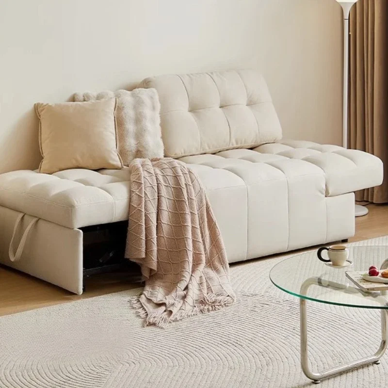 

Living Room Bedroom Rest Single Lazy Couch Convertible Sofas Furniture 1 Seat Puff Dual Purpose Folding Fabric Leather Sofa Bed