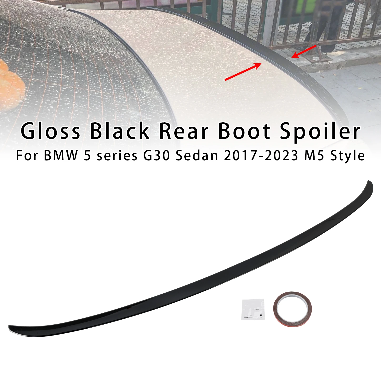 Areyourshop M5-Style Heckklappenspoiler für BMW 5er G30 Limousine 2017-2023, Hochglanz Schwarz – Detail 1