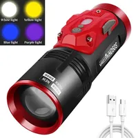 4 Light Source Fishing Light USB Rechargeable Zoomable Outdoor Strong Flashlight Night Fishing Bright Light with Bracket