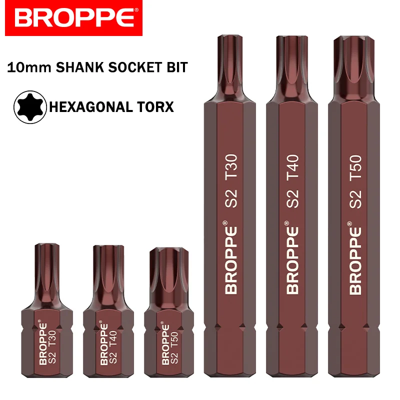 T20/25/30/40/45/50/55 10 мм хвостовик магнитная шестигранная отвертка Torx S2 стальная ветровая пушка электрический гаечный ключ инструменты