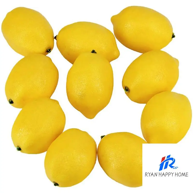 

100 Pcs Artificial Lemons Fake Lemons Faux Lemons Fruits In Yellow 3 Inch Long X 2 Inch Wide