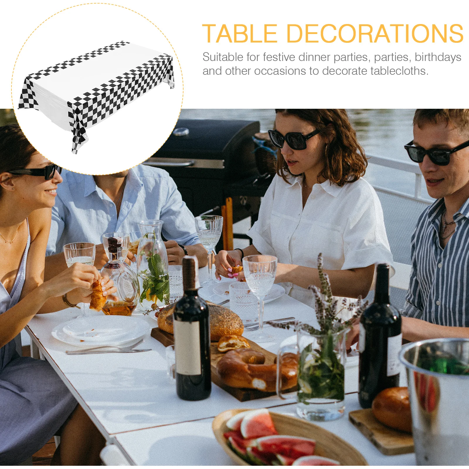 

2pcs Checkered Tablecloth Black White Racing Party Design Rectangular Disposable Cover For Dining Decoration Fiesta Table Cloths